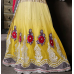 Tremendous Yellow Colored Embroidered Chiffon Net Lehenga Saree